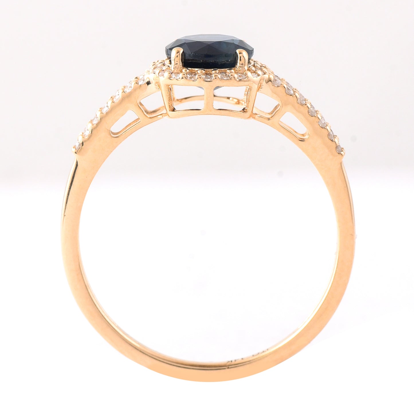 1.29 Ct Round Mixed Cut Natural Sapphire 14K Gold Ring