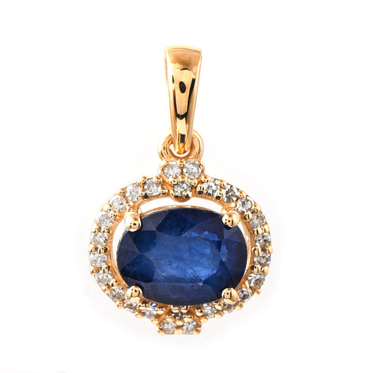 1.37 Ct Oval Sapphire 14K Gold Pendant