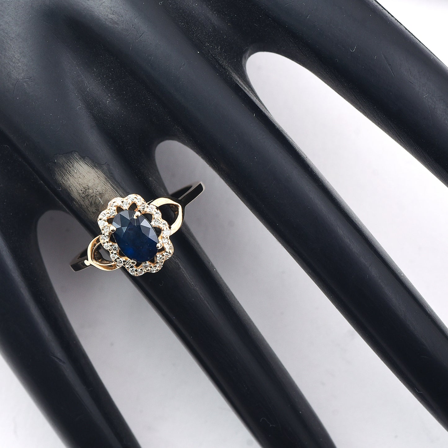 1.27 Ct Oval Mixed Cut Natural Sapphire 14K Gold Ring