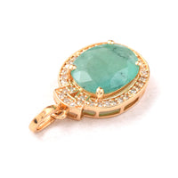 1.97 Ct Oval Mixed Cut Natural Emerald 14K Gold Pendant
