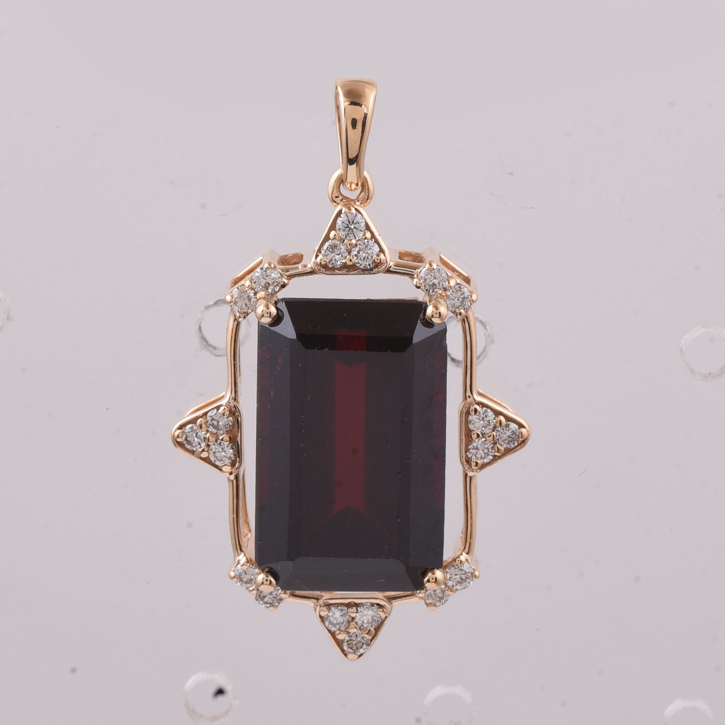 9.13 Ct Octagon Step Cut Natural Garnet 14K Gold Pendant