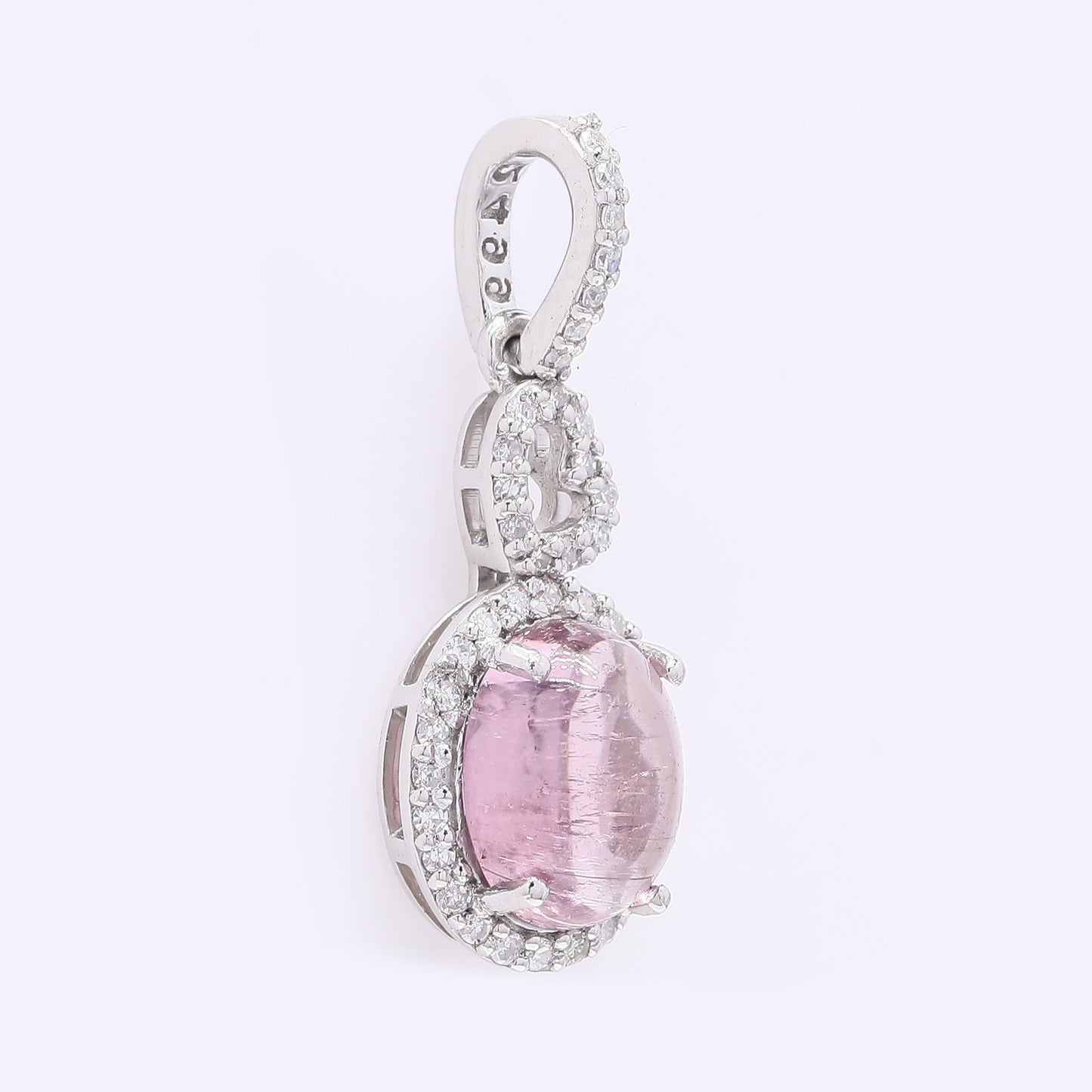 1.55 Ct Oval Cabochon Cut Natural Tourmaline 950 Platinum Pendant