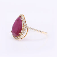 2.65 Ct Pear Cabochon Natural Ruby 14K Gold Ring