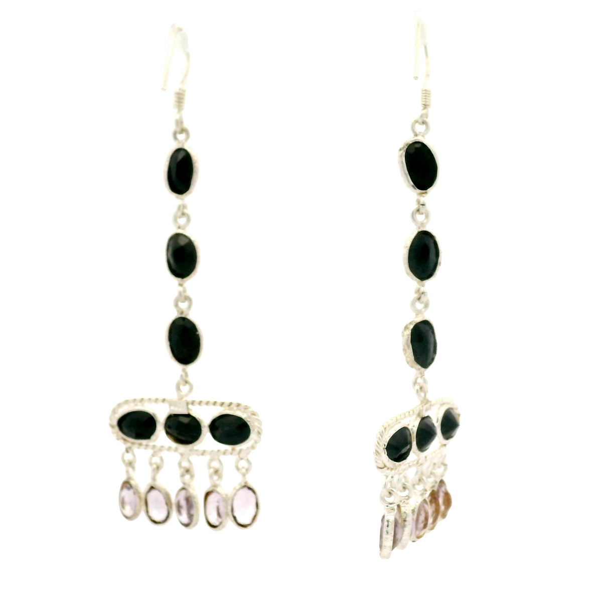 20.25 Ct Sapphire, Amethyst 925 Sterling Silver Earrings