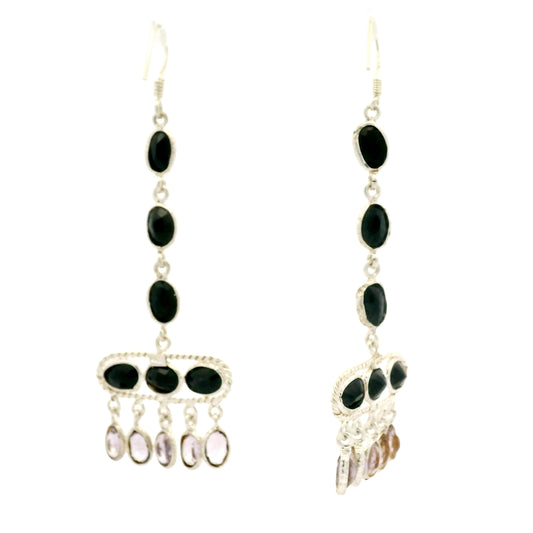 20.25 Ct Sapphire, Amethyst 925 Sterling Silver Earrings