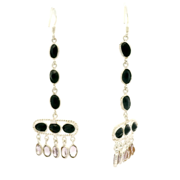 20.25 Ct Sapphire, Amethyst 925 Sterling Silver Earrings
