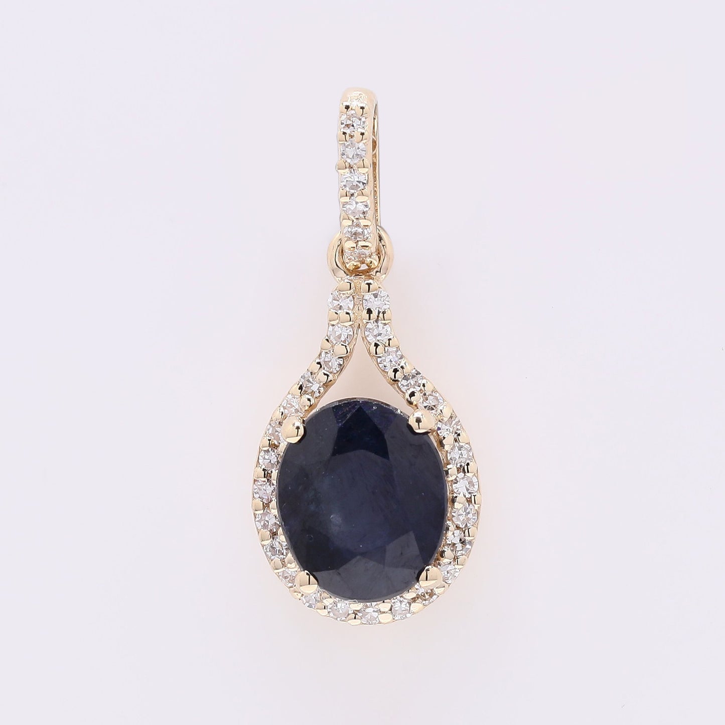 1.40 Ct Oval Mixed Cut Natural Sapphire 14K Gold Pendant