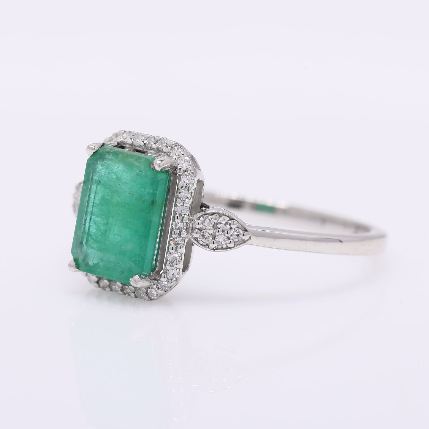 1.57 Ct Octagon Step Cut Natural Emerald 950 Platinum Ring