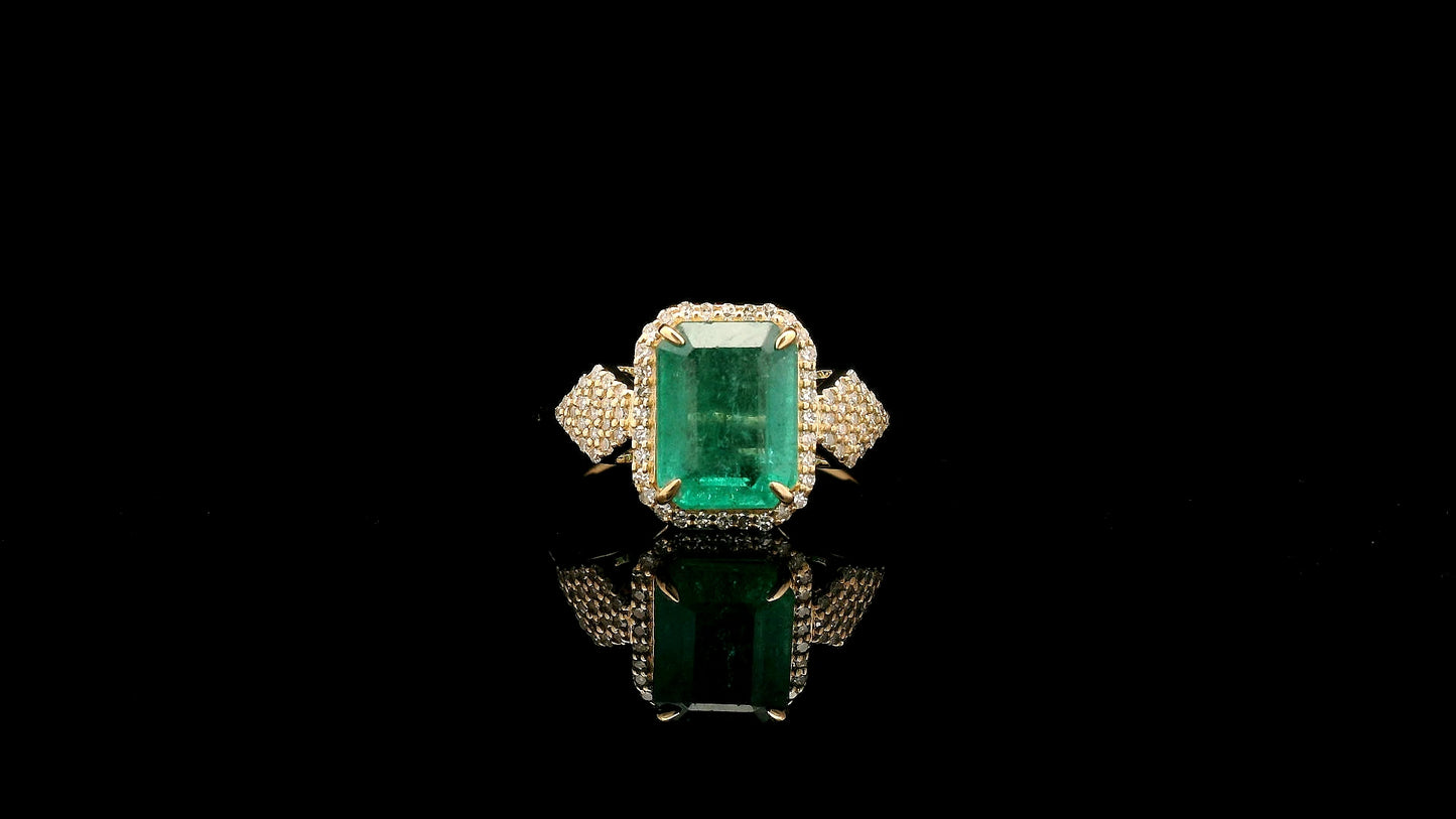 2.40 Ct Octagon Natural Emerald 14K Gold Ring