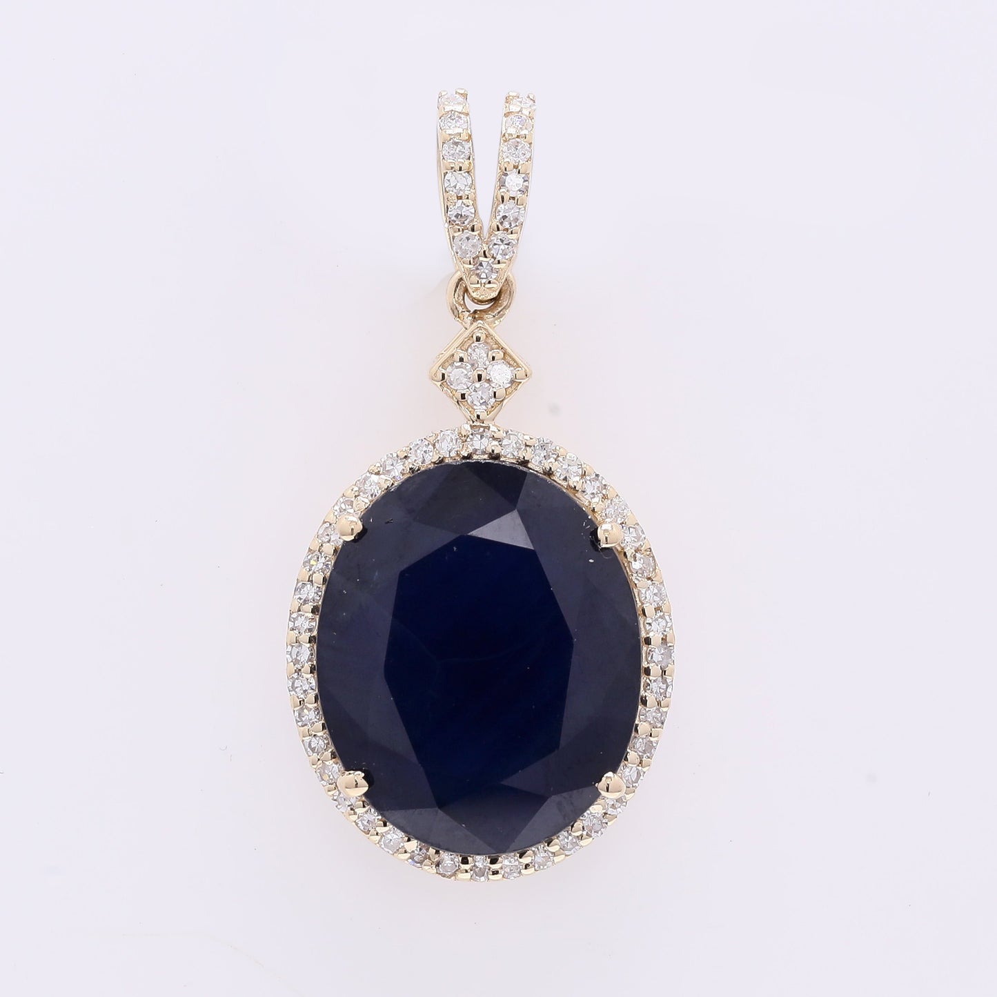7.16 Ct Oval Mixed Cut Natural Sapphire 14K Gold Pendant