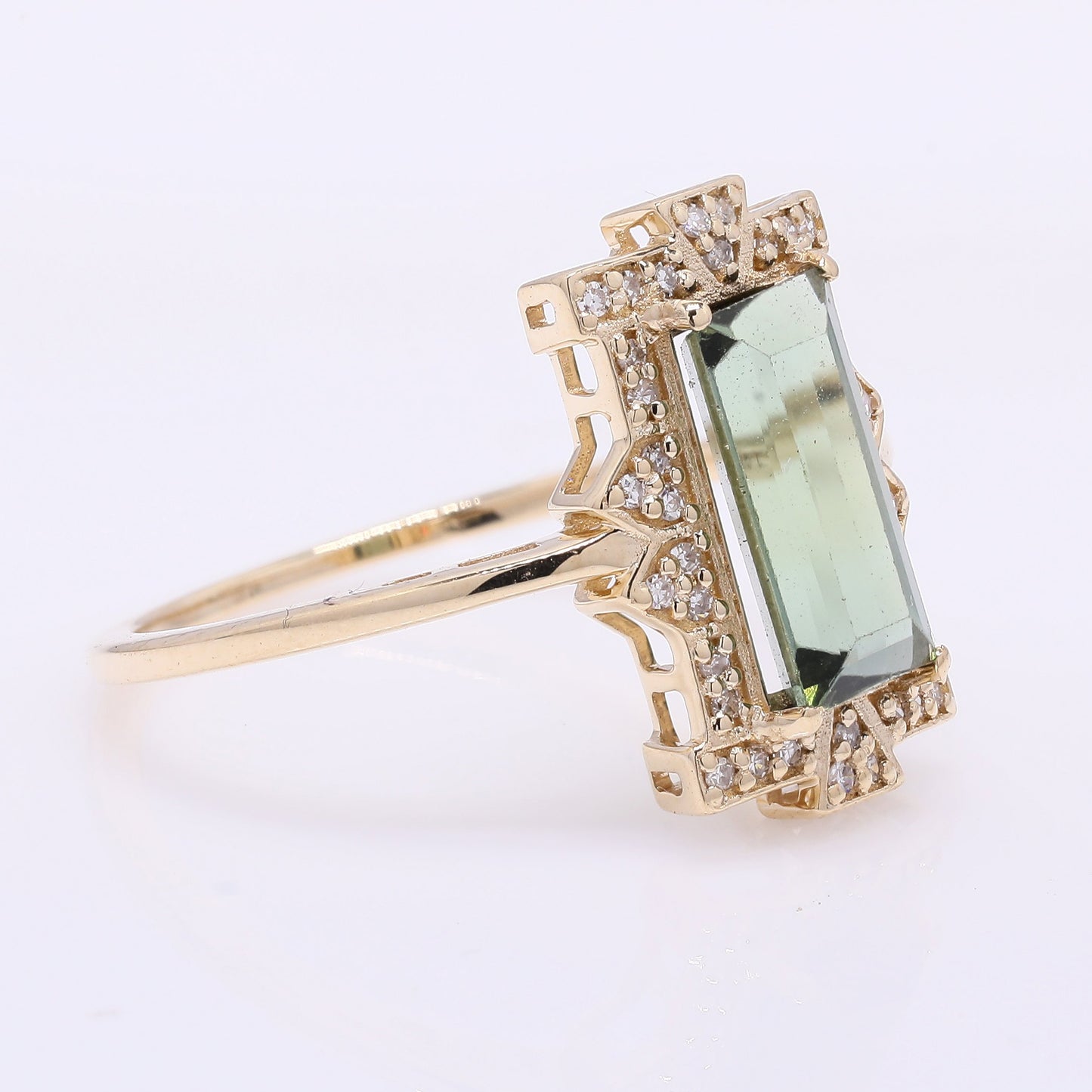 1.78 Ct Rectangle Step Cut Natural Tourmaline 14K Gold Ring