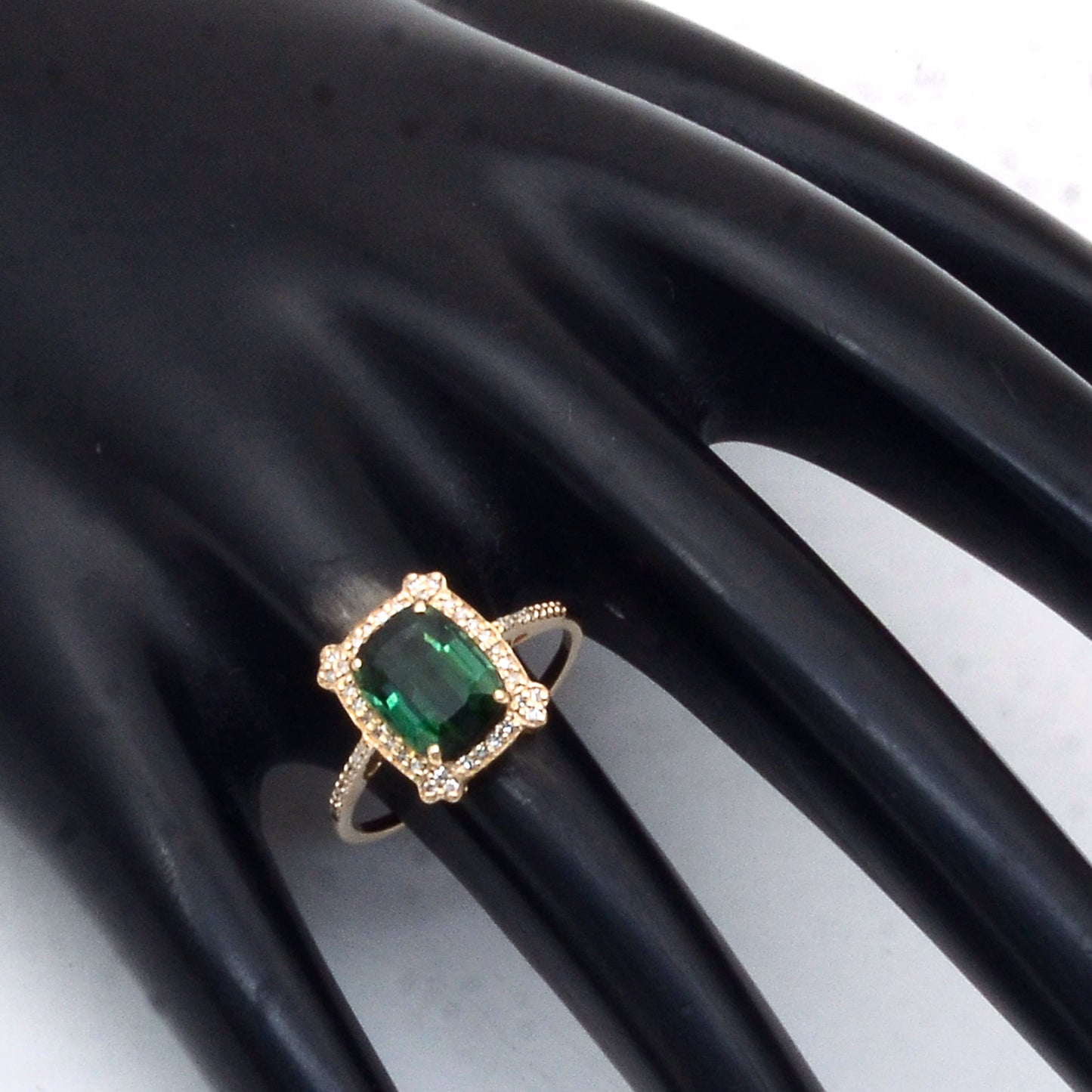 2.49 Ct Cushion Mixed Cut Natural Tourmaline 14K Gold Ring
