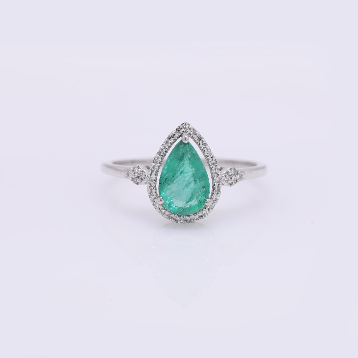 1.25 Ct Pear Mixed Cut Natural Emerald 950 Platinum Ring