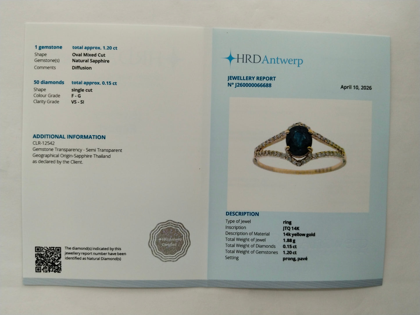 1.35 Ct Oval Mixed Cut Natural Sapphire 14K Gold Ring