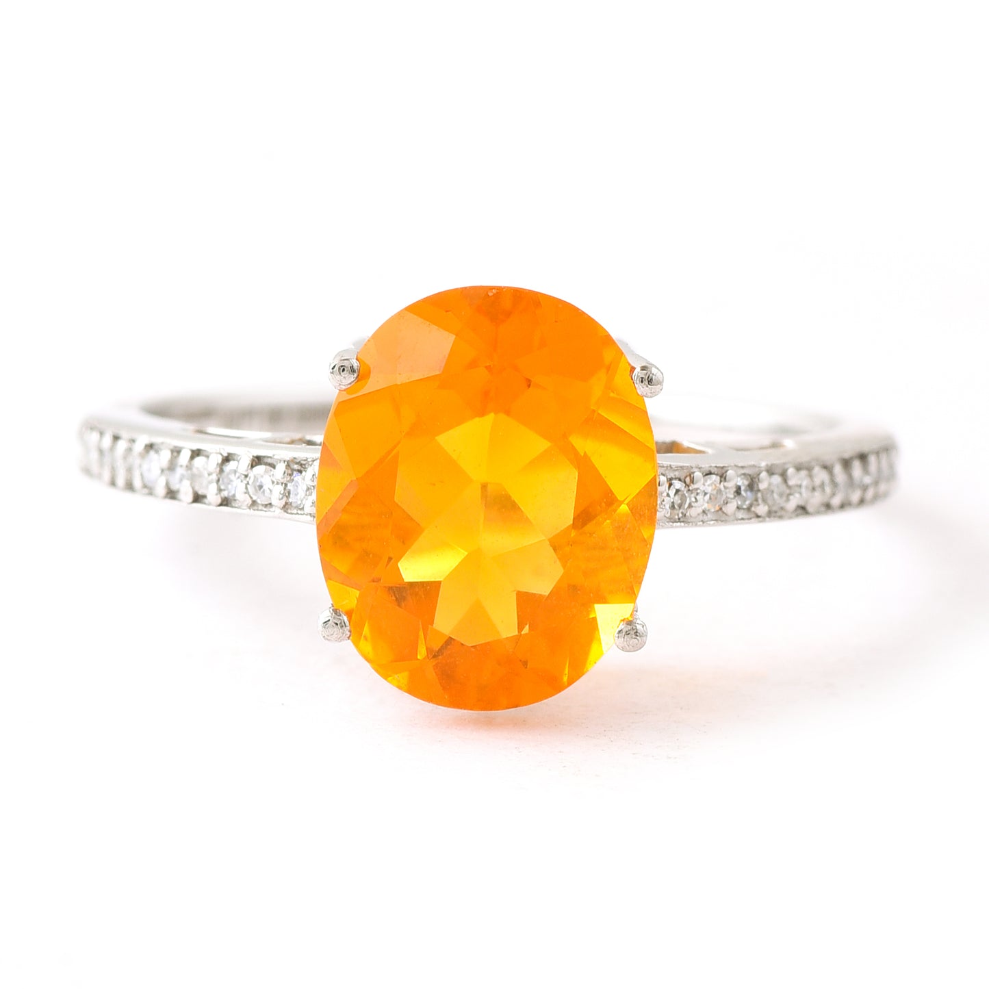1.83 Ct Oval Mixed Cut Natural Fire Opal 950 Platinum Ring