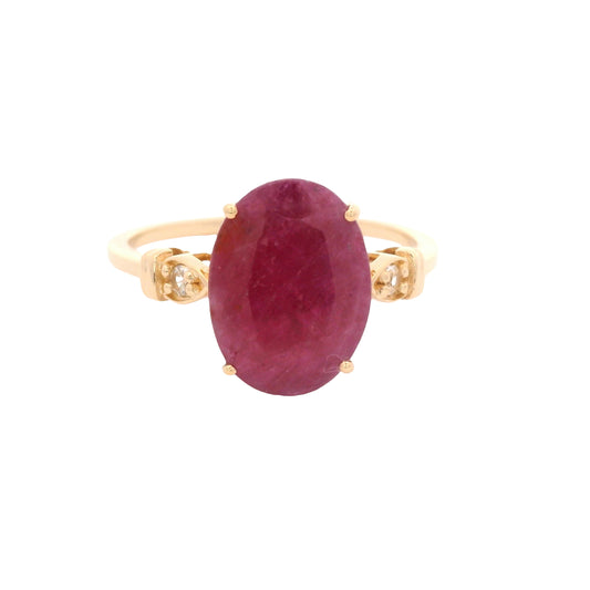 3.42 Ct Oval Ruby 14K Gold Ring