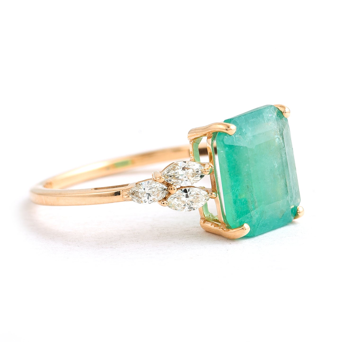 1.76 Ct Octagon Step Cut Natural Emerald 14K Gold Ring