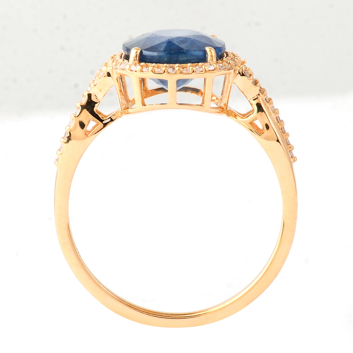 3.57 Ct Oval Mixed Cut Natural Sapphire 14K Gold Ring