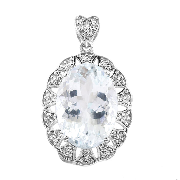 5.42 Ct Oval Mixed Cut Natural Aquamarine 950 Platinum Pendant