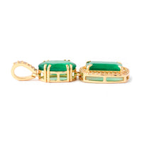 3.31 Ct Oval Mixed Cut, Octagon Step Cut Natural Emerald 14K Gold Pendant