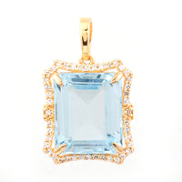 5.65 Ct Octagon Step Cut Natural Aquamarine 14K Gold Pendant