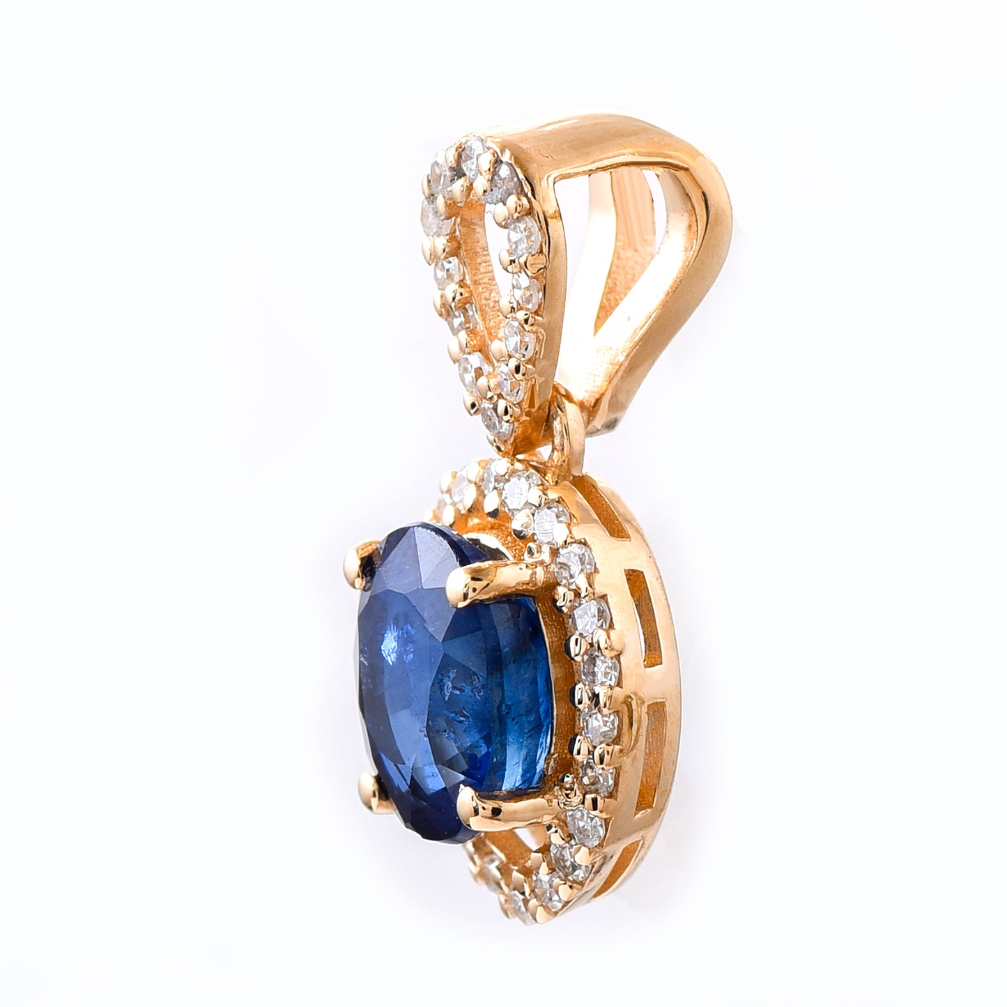 1.15 Ct Oval Mixed Cut Natural Sapphire 14K Gold Pendant