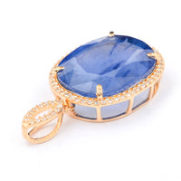 11.69 Ct Cushion Mixed Cut Natural Sapphire 14K Gold Pendant