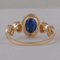 2.06 Ct Oval Sapphire 9K Gold Ring