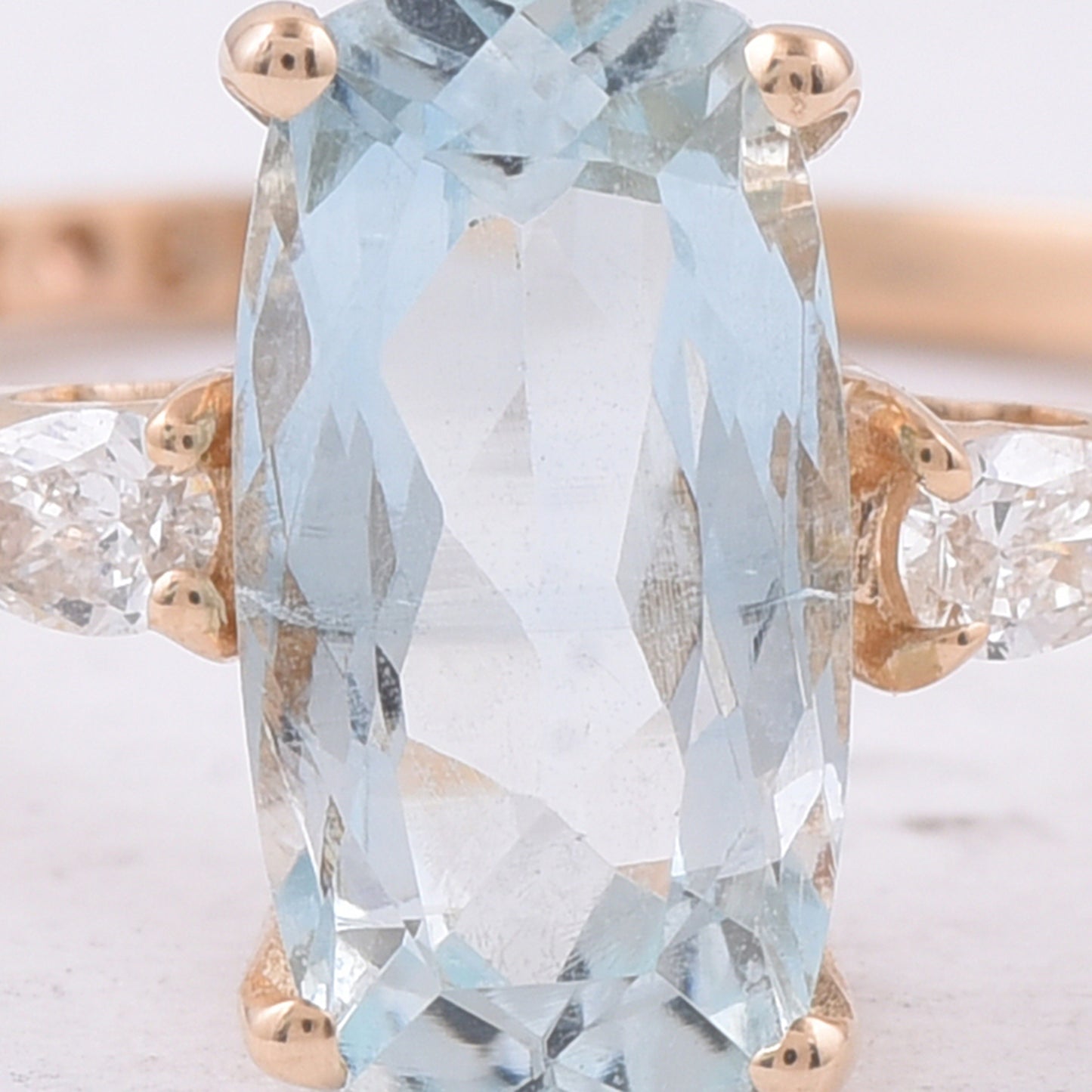 1.62 Ct Cushion Natural Aquamarine 14K Gold Ring