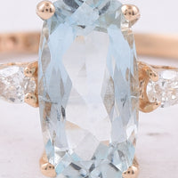 1.62 Ct Cushion Natural Aquamarine 14K Gold Ring