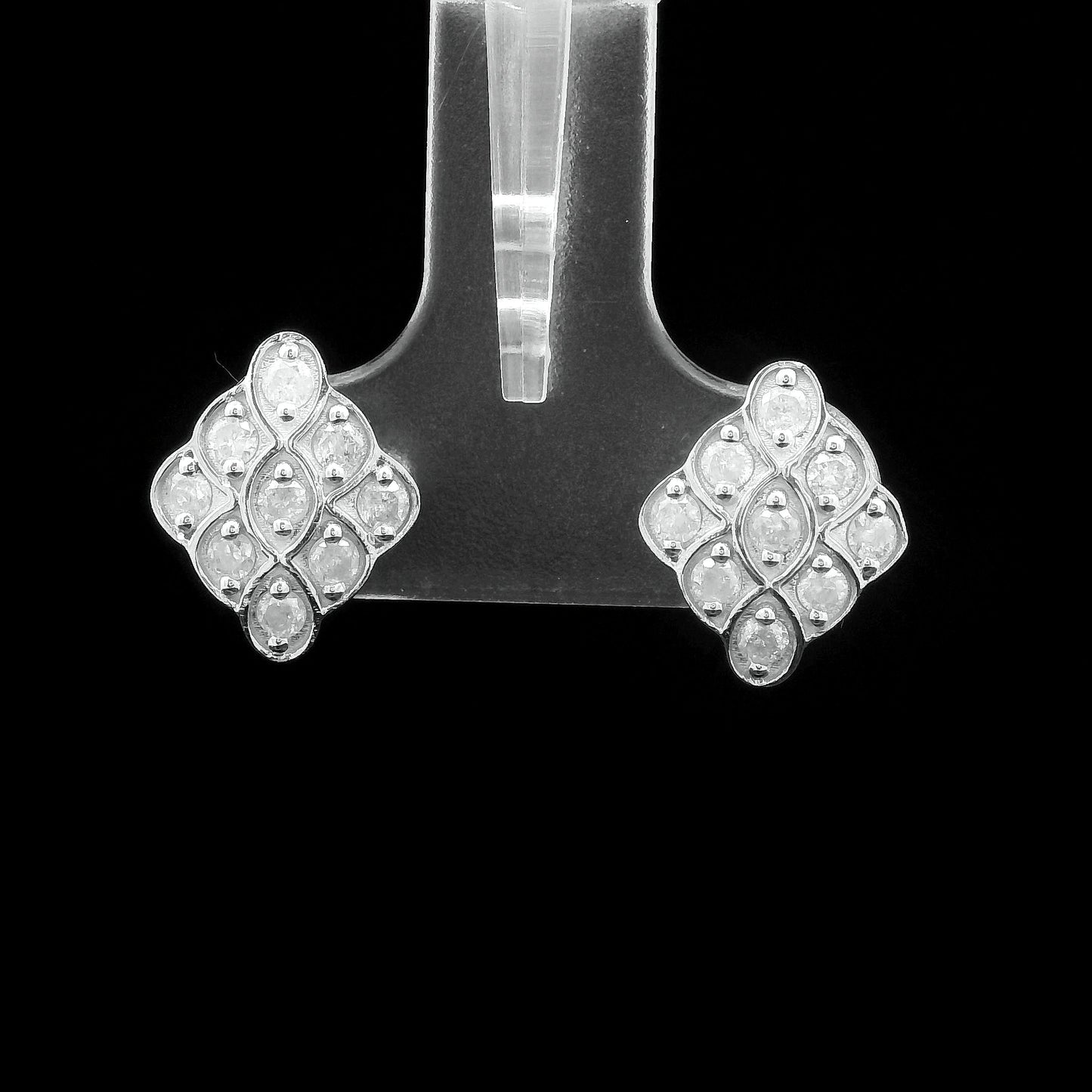 0.43 Ct Round Diamond 925 Sterling Silver Earrings