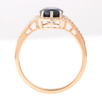 2.31 Ct Oval Mixed Cut Natural Sapphire 14K Gold Ring