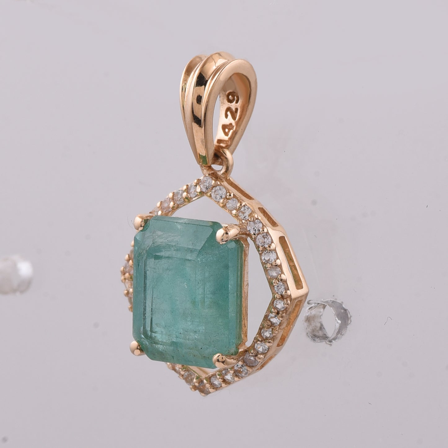2.40 Ct Octagon Step Cut Natural Emerald 14K Gold Pendant