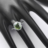 3.13 Ct Oval Mixed Cut Natural Green Sapphire 950 Platinum Ring