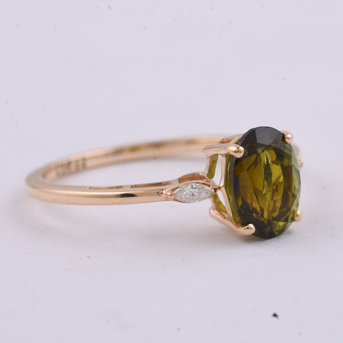 1.59 Ct Oval Natural Tourmaline 14K Gold Ring