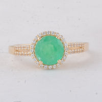 1.58 Ct Round Emerald 9K Gold Ring