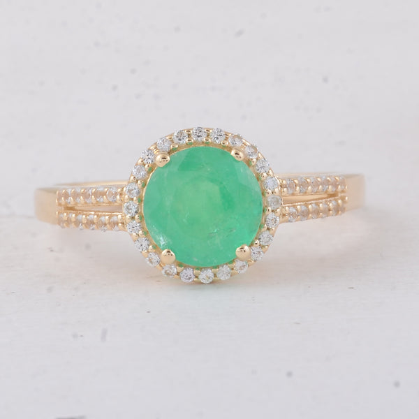 1.58 Ct Round Emerald 9K Gold Ring
