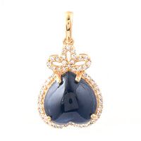 5.93 Ct Heart Cabochon Natural Sapphire 14K Gold Pendant
