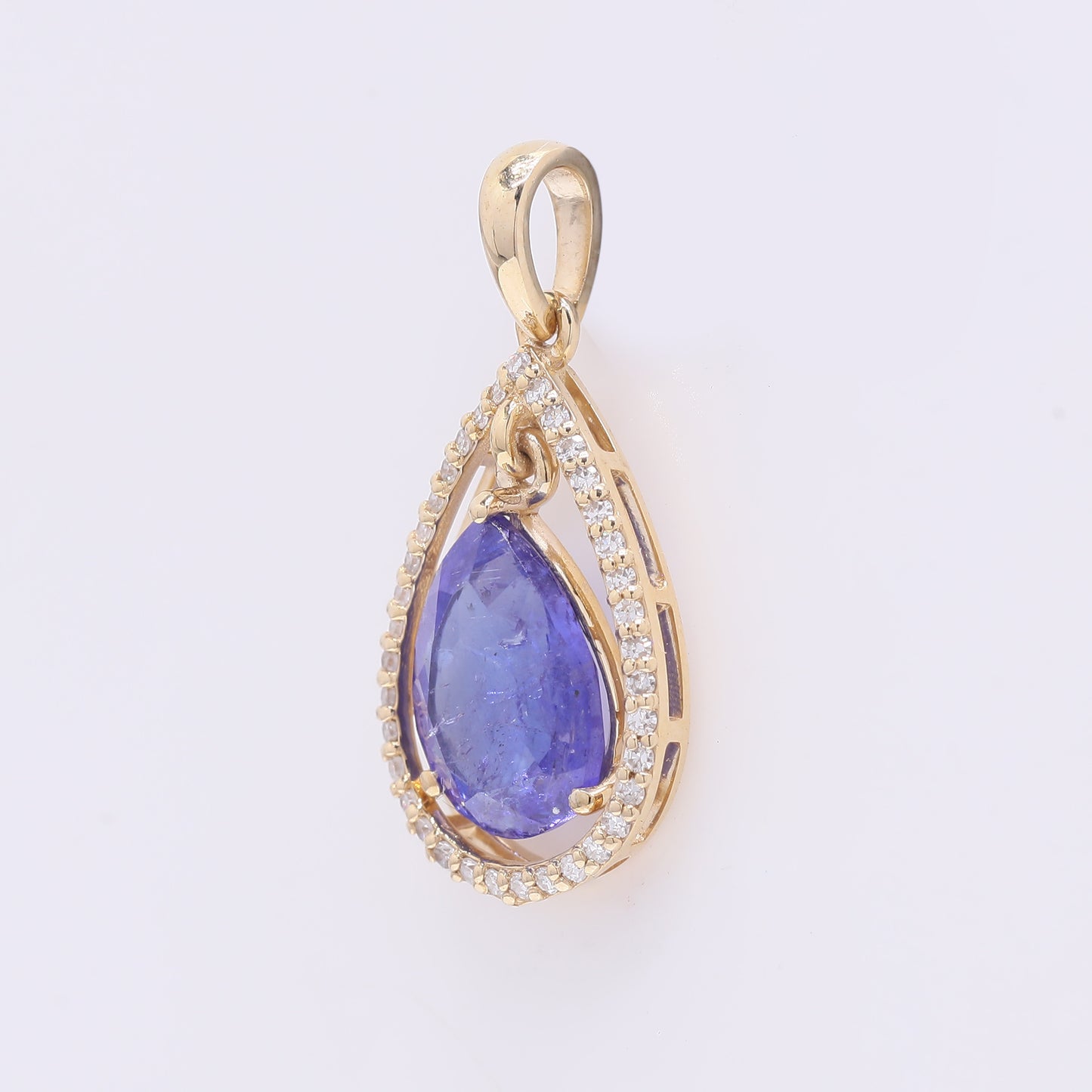 2.09 Ct Pear Mixed Cut Natural Tanzanite 14K Gold Pendant