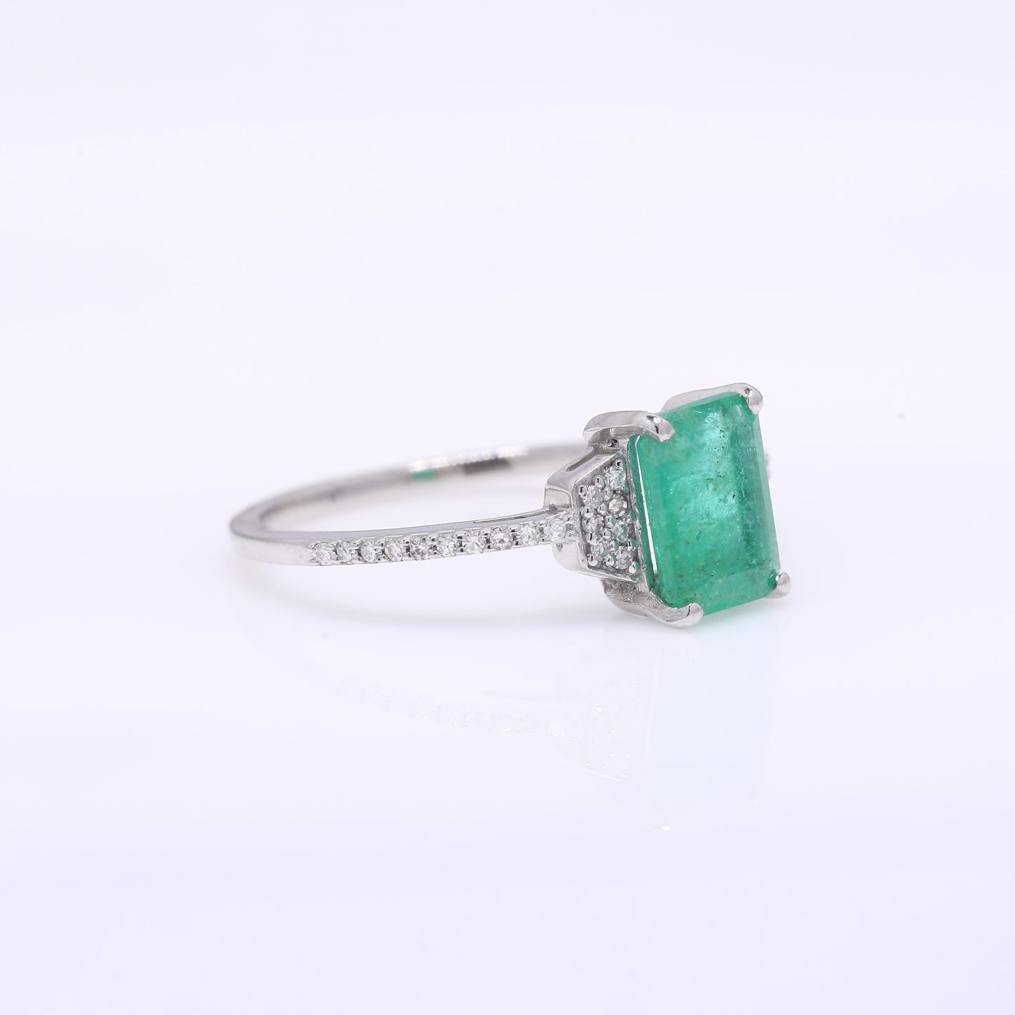 1.40 Ct Octagon Step Cut Natural Emerald 950 Platinum Ring