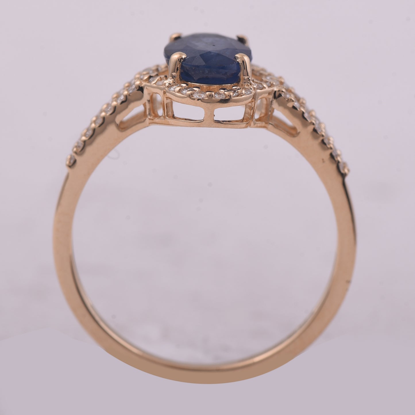 1.61 Ct Oval Mixed Cut Natural Sapphire 14K Gold Ring
