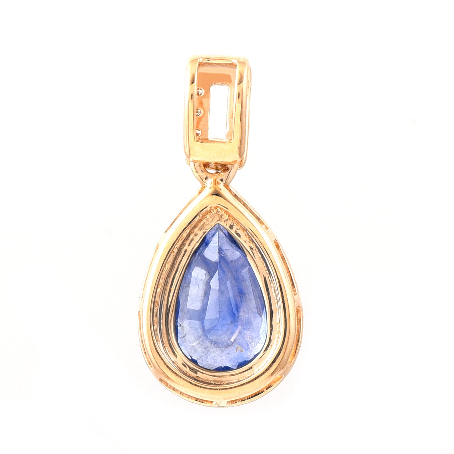 1.40 Ct Pear Mixed Cut Natural Sapphire 14K Gold Pendant