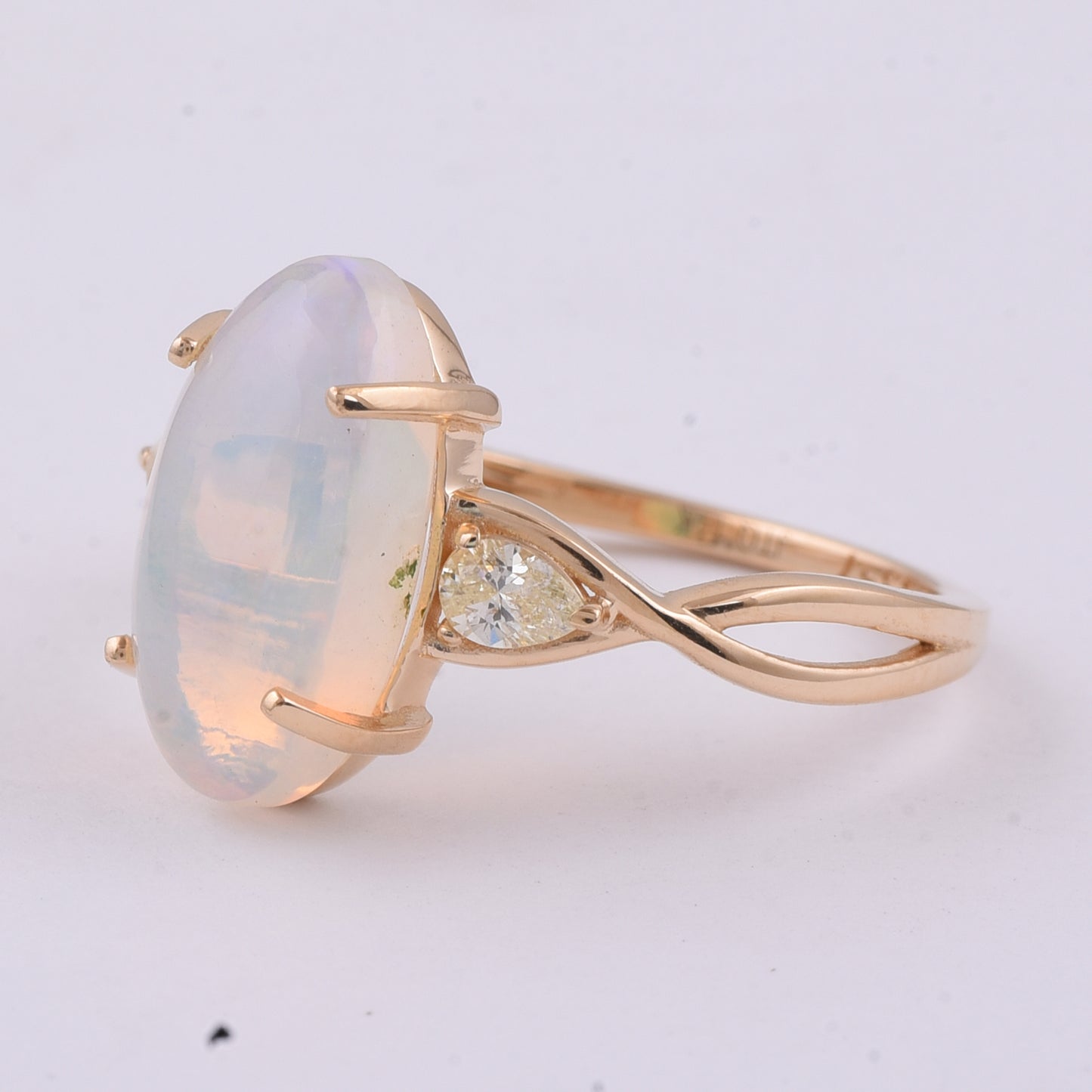 2.50 Ct Oval Cabochon Cut Natural Opal 14K Gold Ring