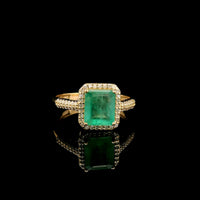 1.74 Ct Octagon Step Cut Natural Emerald 14K Gold Ring