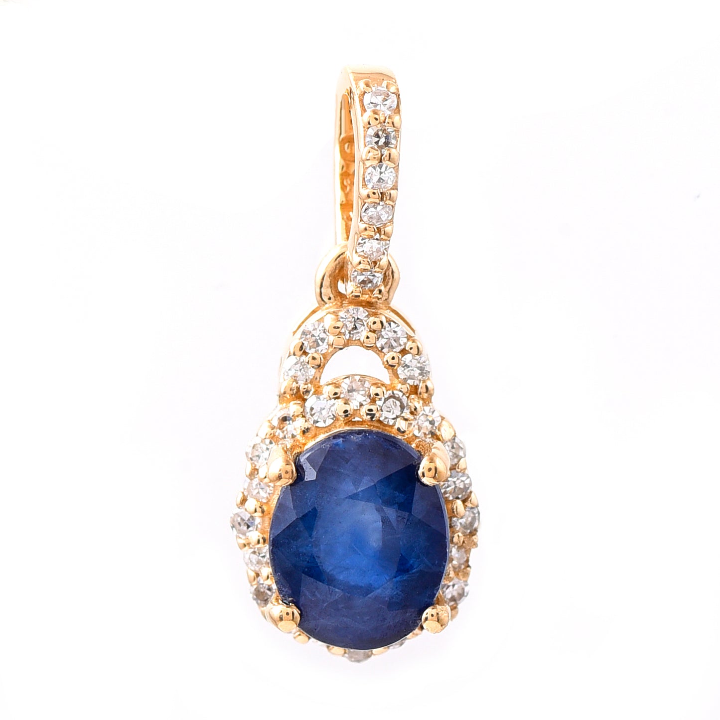1.23 Ct Oval Mixed Cut Natural Sapphire 14K Gold Pendant