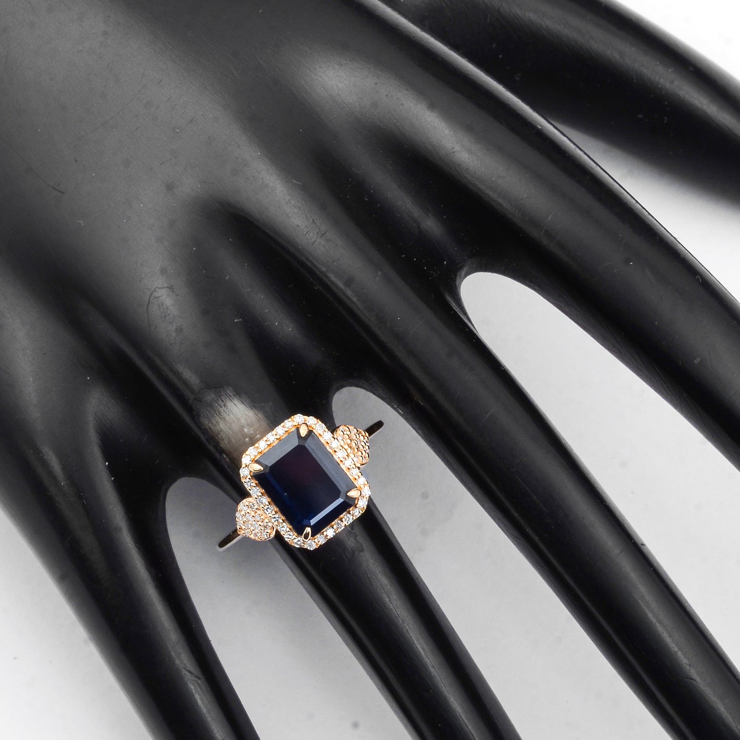 3.83 Ct Octagon Step Cut Natural Sapphire 14K Gold Ring