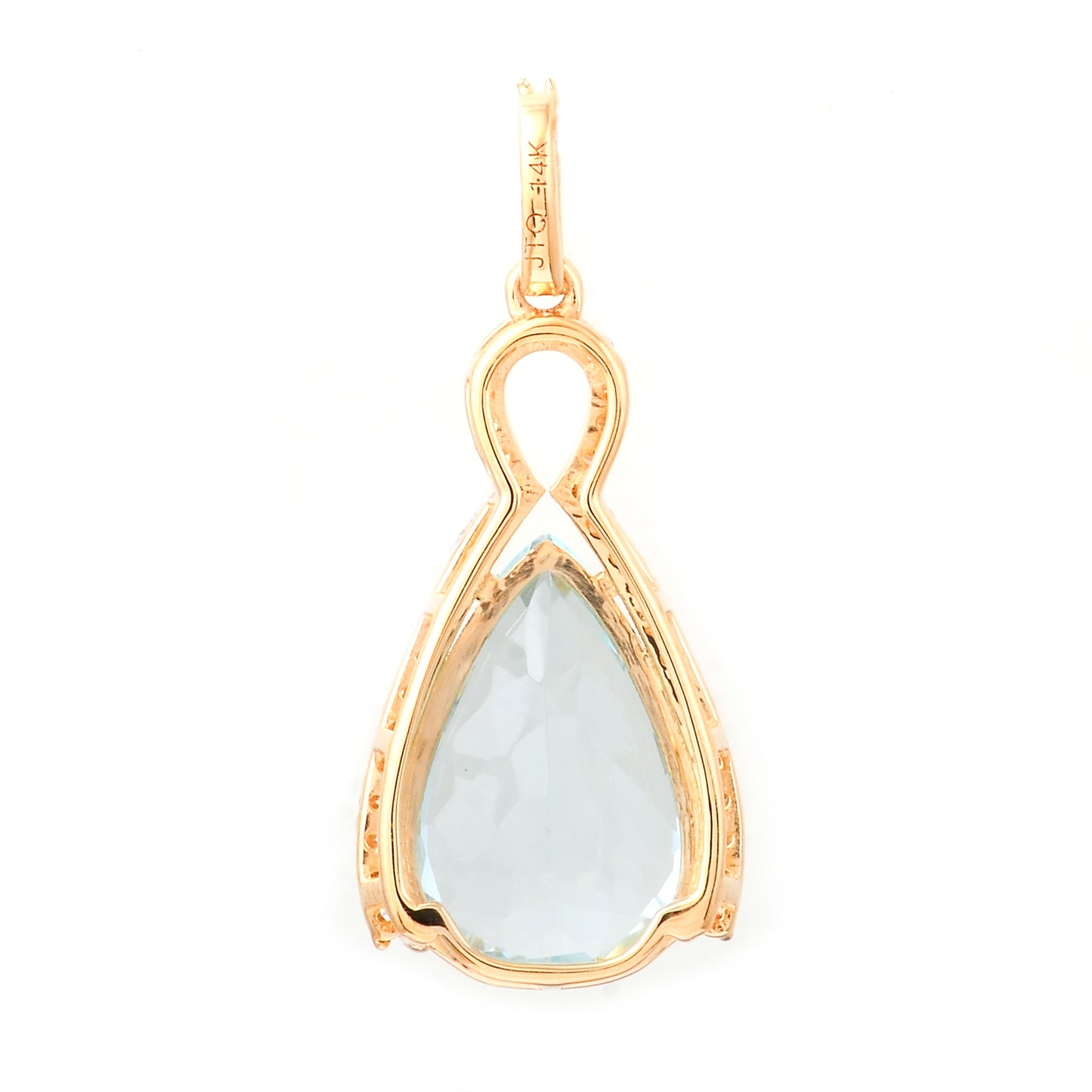 2.93 Ct Pear Mixed Cut Natural Aquamarine 14K Gold Pendant