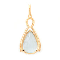 2.93 Ct Pear Mixed Cut Natural Aquamarine 14K Gold Pendant