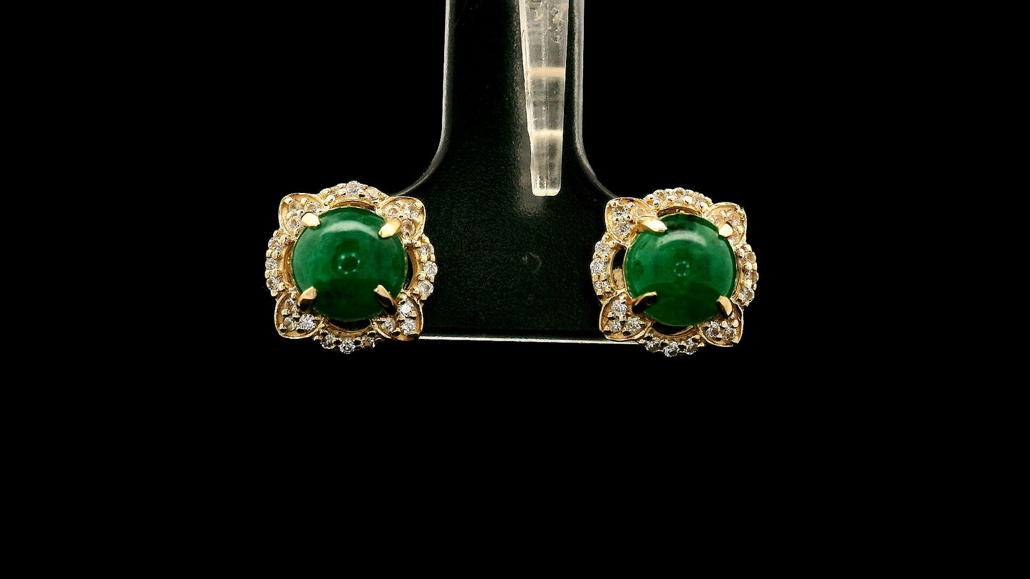 2.25 Ct Round Emerald 9K Gold Earrings