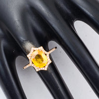 1.92 Ct Oval Mixed Cut Natural Yellow Sapphire 14K Gold Ring
